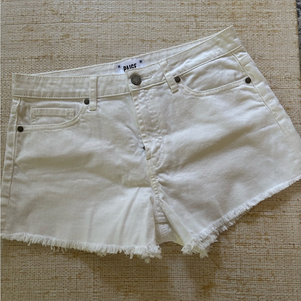PAIGE Women's Off-White Jean Shorts